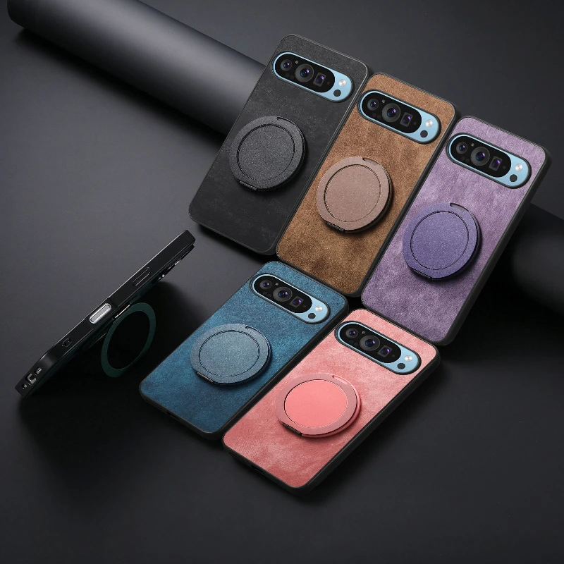 Faltbare PU-Lederhülle mit Ständer für Google Pixel 7 8 9 10 11 Pro XL 11A 10A 9A 8A 7A Magnetische Handyhülle mit 360° Ringständer