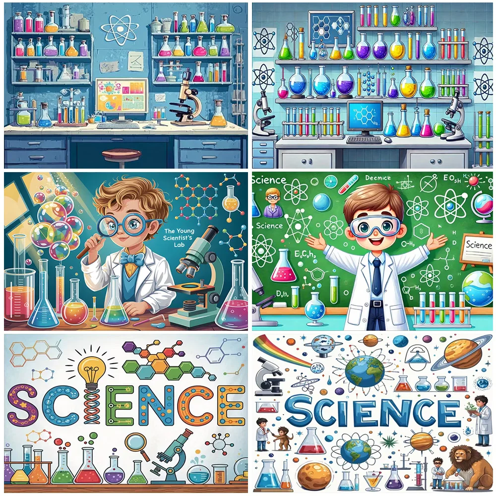 

Science Lab Themed Background Little Scientist Birthday Party Decoration Banner Experiment Classroom Photo Photography Backdrop