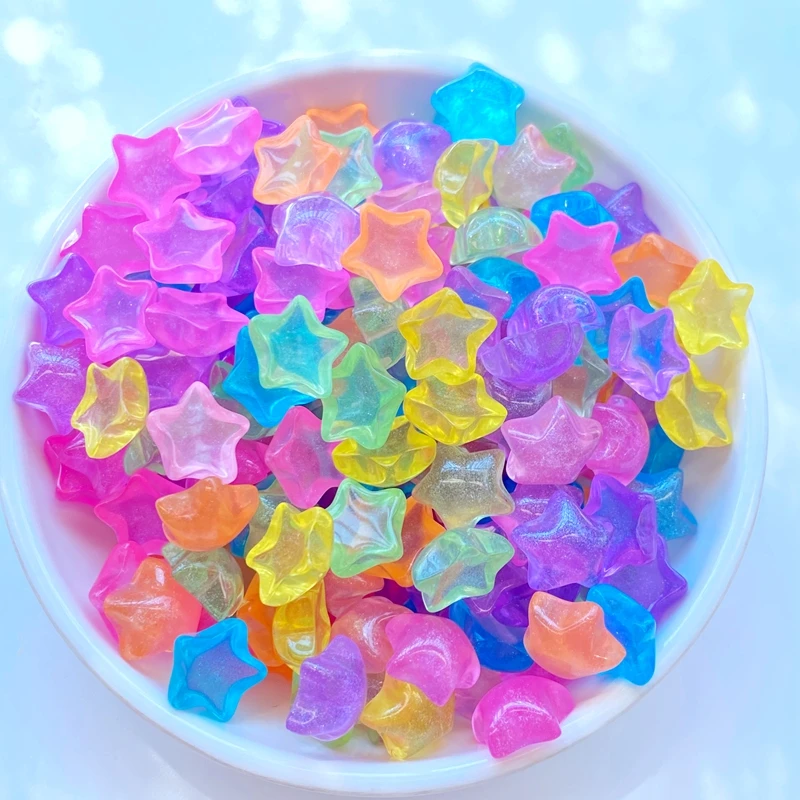 30pcs 3D Resin Nail Charms Shining Stars Nail Parts Accessories Kawaii DIY Nail Art Decoration