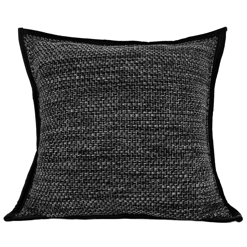 DAVINRICH Italian Velvet Cushion Cover Square Geometric Pattern Jacquard Embroidery Burgundy Decorative Sofa Pillow Case 45x45cm