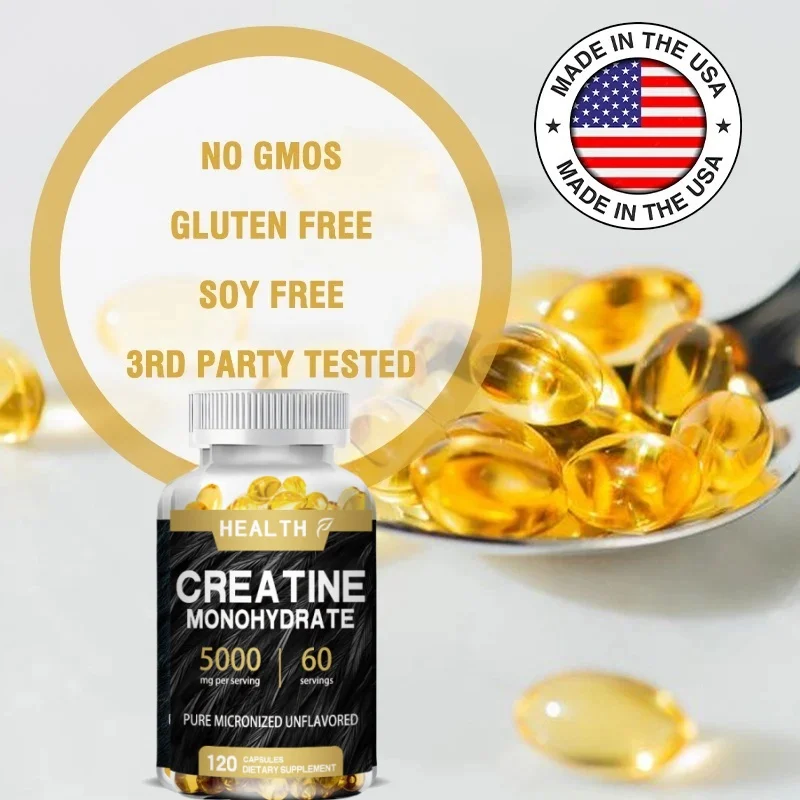 HEALTH  Micronized Creatine Monohydrate 5,000mg 120 Capsules Non-GMO | Gluten-Free |