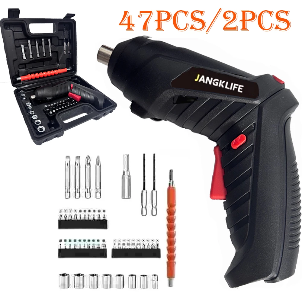 Electric Screwdriver Cordless 47 in 1 Rotated 90 Degrees Rechargeable Portable Screwdriver with LED for Home Office DIY Tools