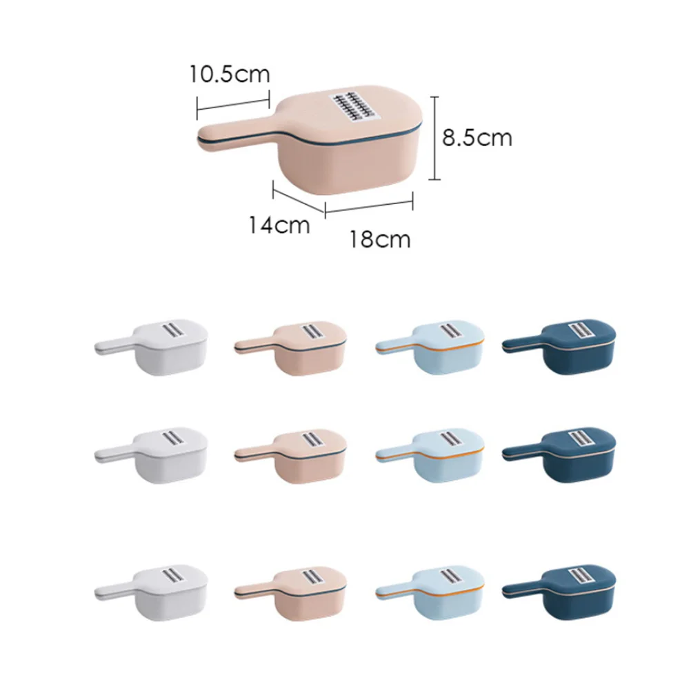 

Vegetable Slicer Cutter With Drain Basket Grater Container For Kitchen Dark Blue Plastic Shredder Tool Kitchen Gadget