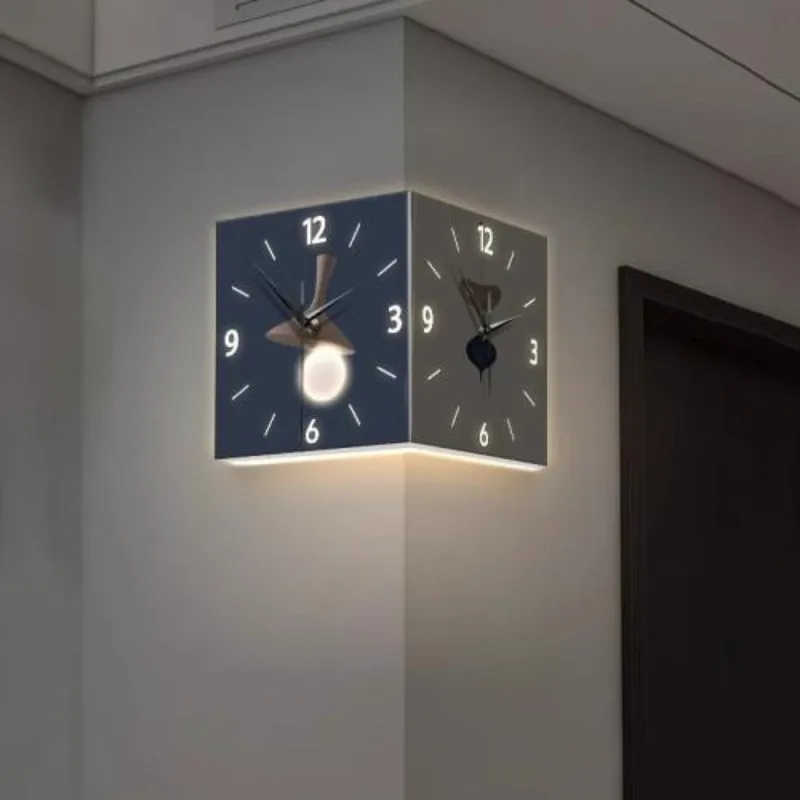 Description Picture 4 of itemModern Creative Corner Wall Clock Double-sided Clock Abstract Silent Art Wall Decoration for Home Elegant Room Ornaments Items