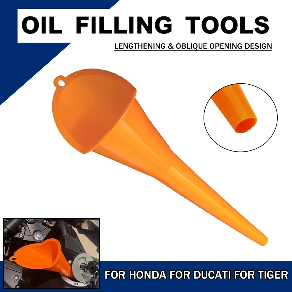 Long Stem Funnel Gasoline Oil Fuel Filling Anti-splash Motorcycle Refueling Tools For Honda CB 1300 VTX For Tiger 850 For Ducati