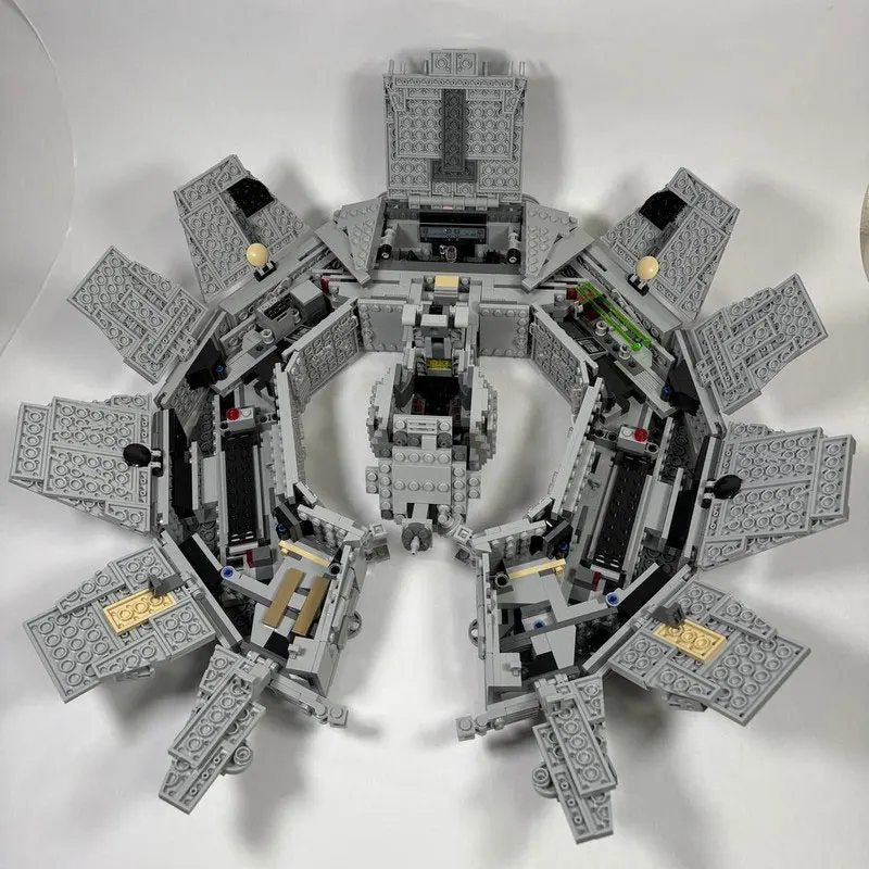 MOC 블록 우주 전쟁 시리즈 회색 우주선 창의적 브릭 모델 교육용 장난감 생일 성인 선물 MOC-236662 1469PCS