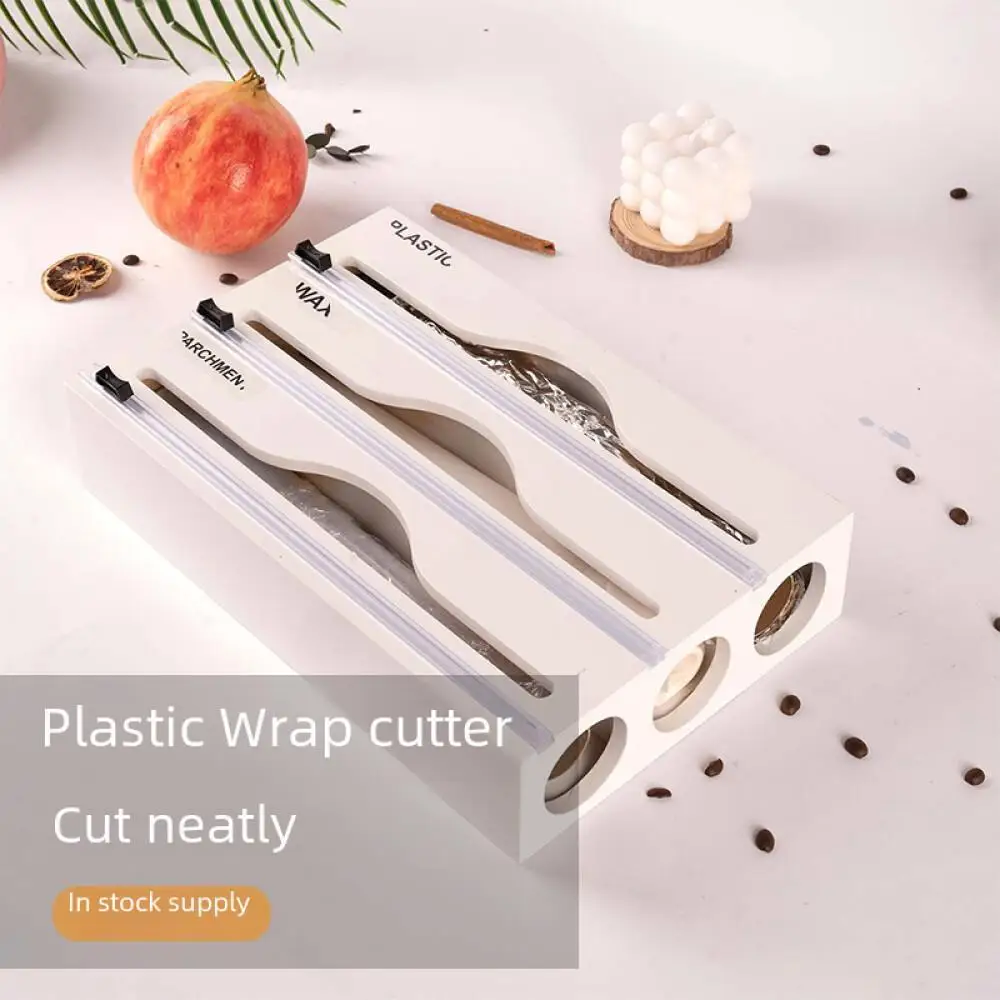 Bamboo Wood Plastic Wrap Cutter Household Simple Kitchen Utensils Grid Multi Function White Divider Manufacturers Brand