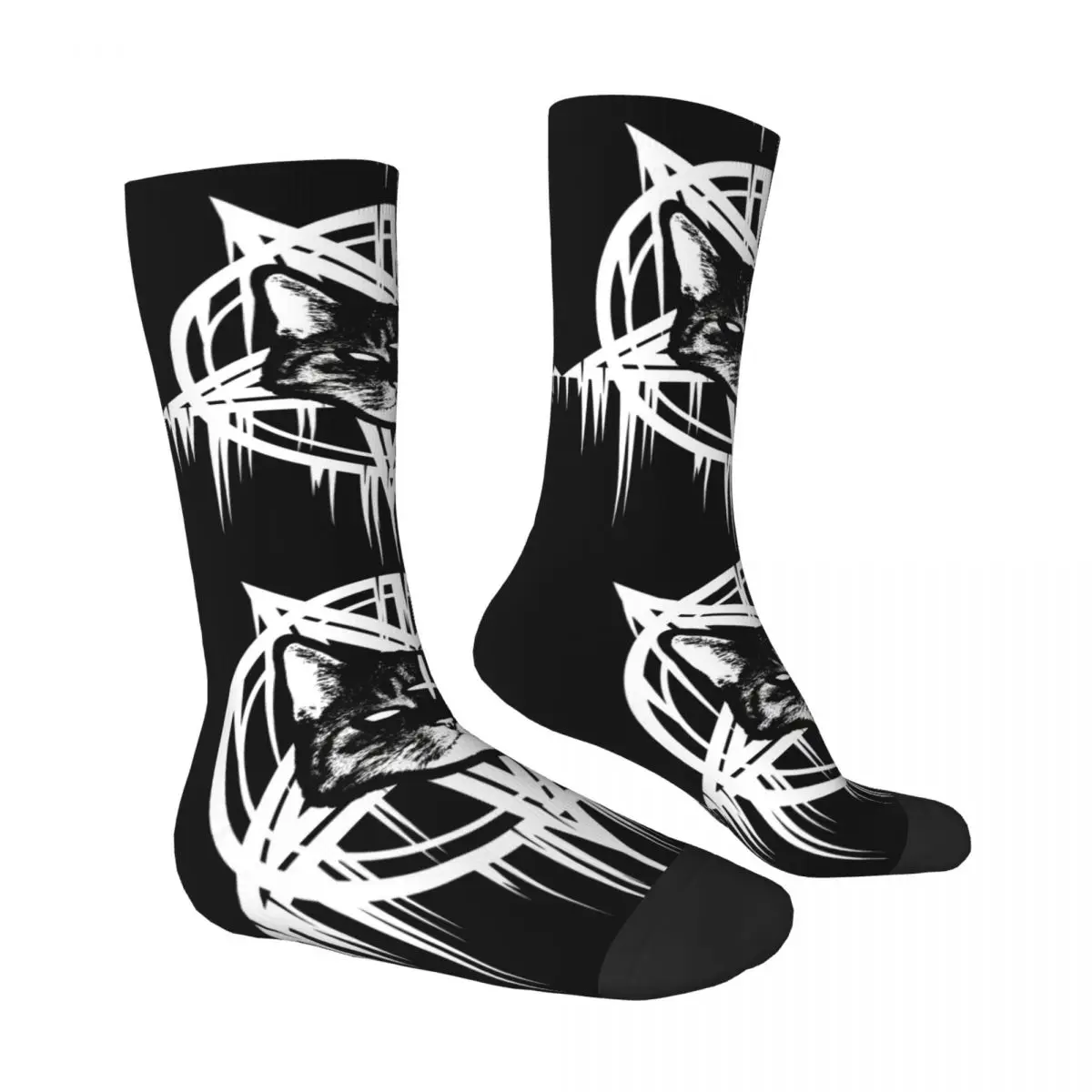 Satanic Black Metal Cat 666 Baphomet Satan Lucifer Socks Shopping 3D Print Boy Girls Mid-calf Sock