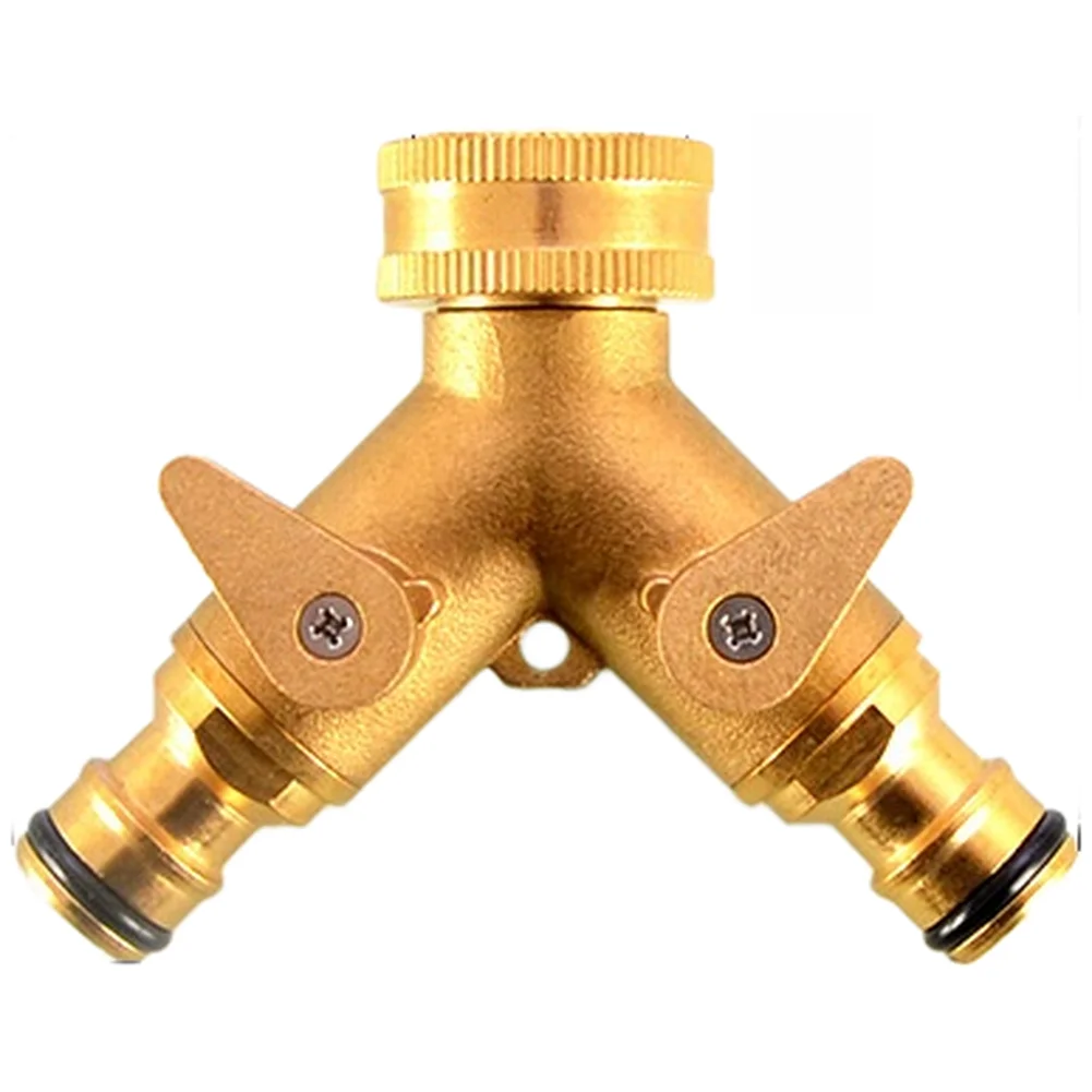 Brass Water Divider Tee Valve for Washing Machine Three Way Ball Valve Design Rotating Nut Installation 9.5x2.5x7cm Size