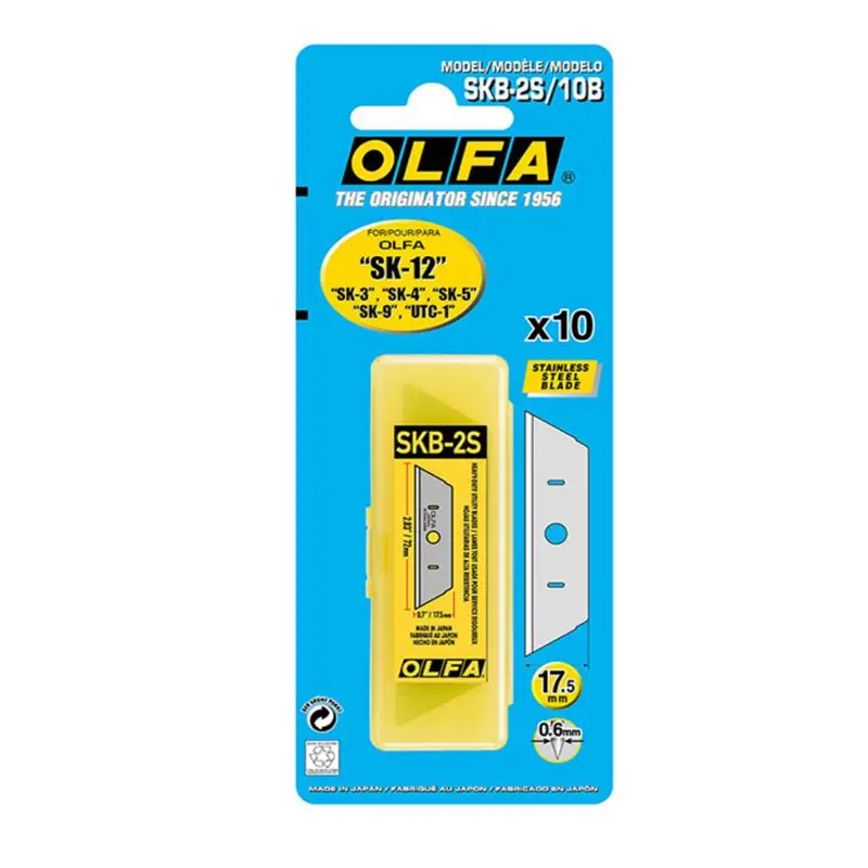 OLFA SKB-2S/10B Stainless Steel Blade, Suitable for SK-12 SK-4 SK-9 and UTC-1 Able to Clean Trapezoidal Safety Blades