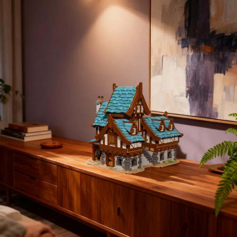 

5173 детали MOC: Модель средневекового паба-замка «Пьяный дракон», строительные блоки, архитектурные игрушки, рождественские подарки, развивающие конструкторы для детей