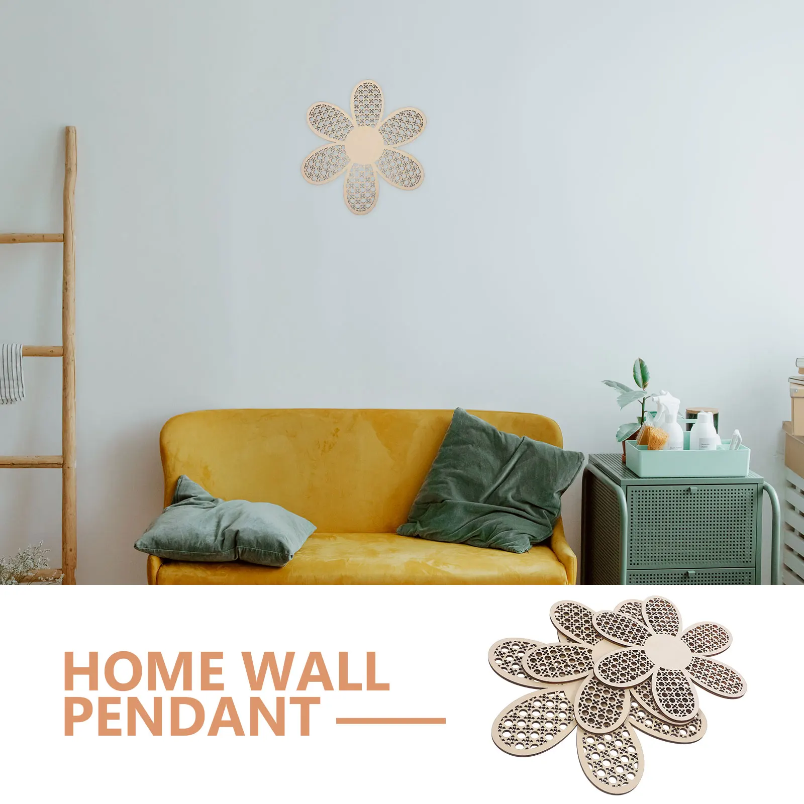 

3pcs Decoration Hanging Home Living Room Bedroom Study Wood Flower Wall Art Wood Rustic Farmhouse Style Home