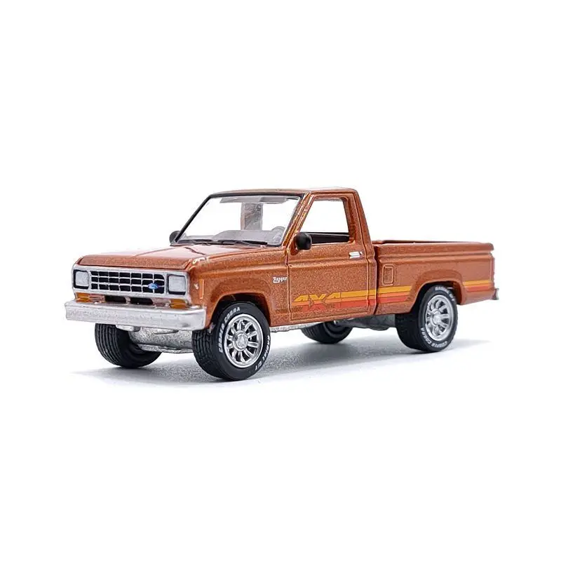 BIN 1/64 JL GreenLight M2 AW 1985 Ford Ranger XL Black Alloy Car Model Diecasts Vehicles Simulation Collection Toys For HotWheel