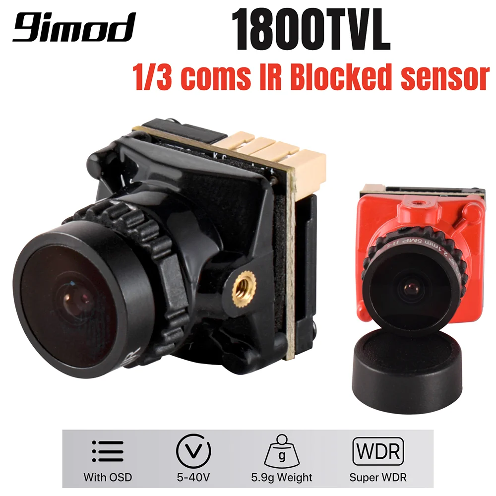 FPV Camera 1800TVL 5MP 2.1mm 1/8 inch Starlight Sensor 5V-40V NTSC/PAL with OSD Internal for RC FPV Racing Drone DIY Parts