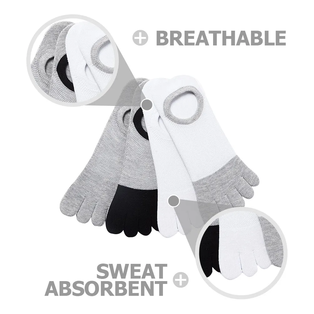 

4Pairs Anti Odor Sports Socks Low Cut Five Finger Toe Separated Cotton Breathable No Show Socks for Boat Shoes Loafers Running