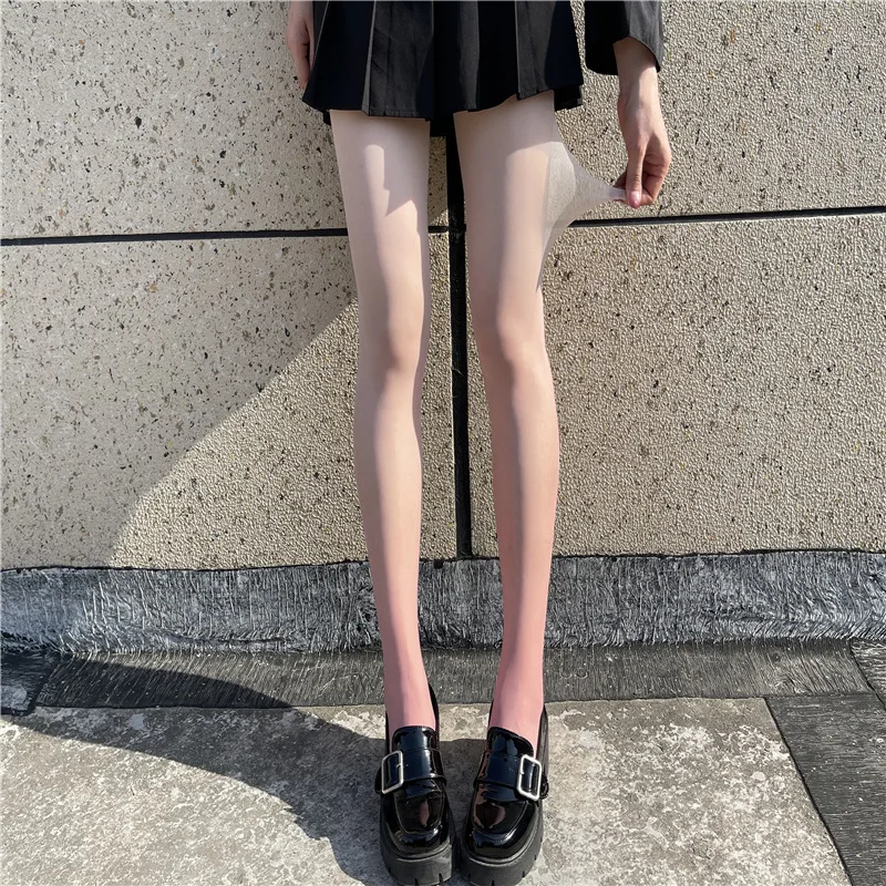 Pink Gradient Stockings for Women Summer Ultra-Thin Arbitrary Cut Anti-Snagging Sexy Black Silk Socks Black Gray Pantyhose