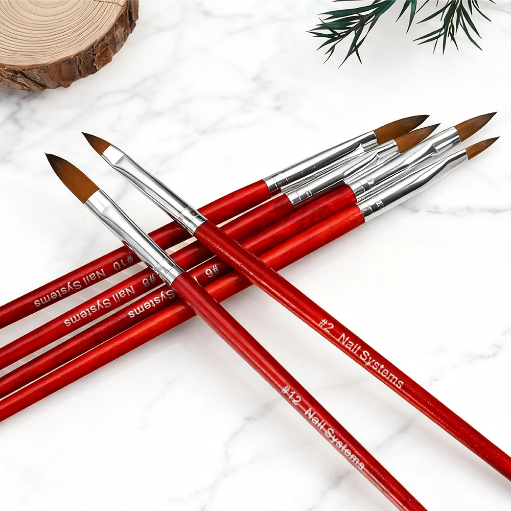 Brosse à ongles en acrylique, 1 pièce, manche en palissandre, conception sculptée pour Extensions de liquide, outil de brosse à poudre pour manucure et peinture