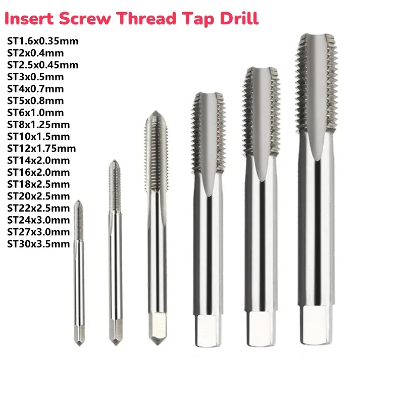 Drillforce ST Insert Screw Thread Tap Drill Bits HSS Straight Flute Metric ST1.6-ST30 Taps Right Hand Installation Repair Tools