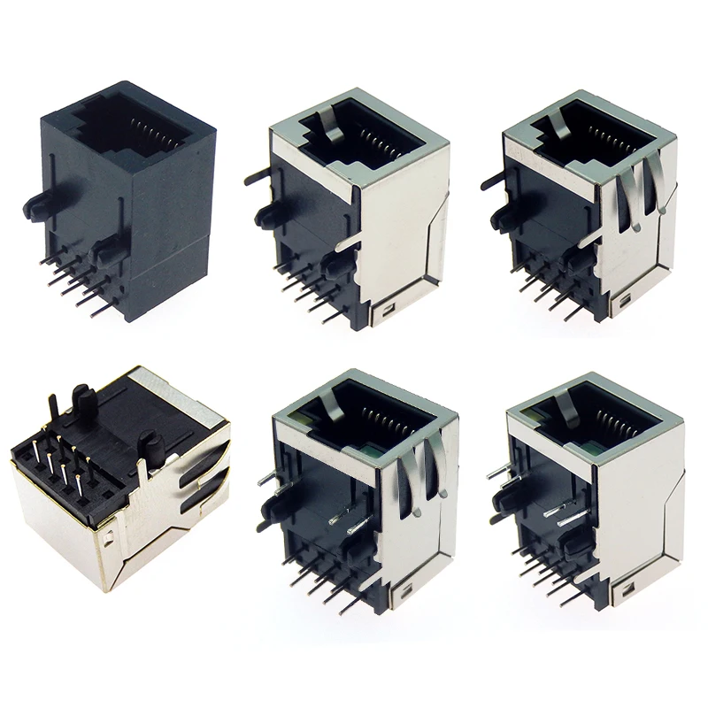 5PCS RJ45 Network Ethernet FEMALE SOCKET with light RIGHT ANGLE 59 8P8C female jack connector RJ45 59 Plastic type