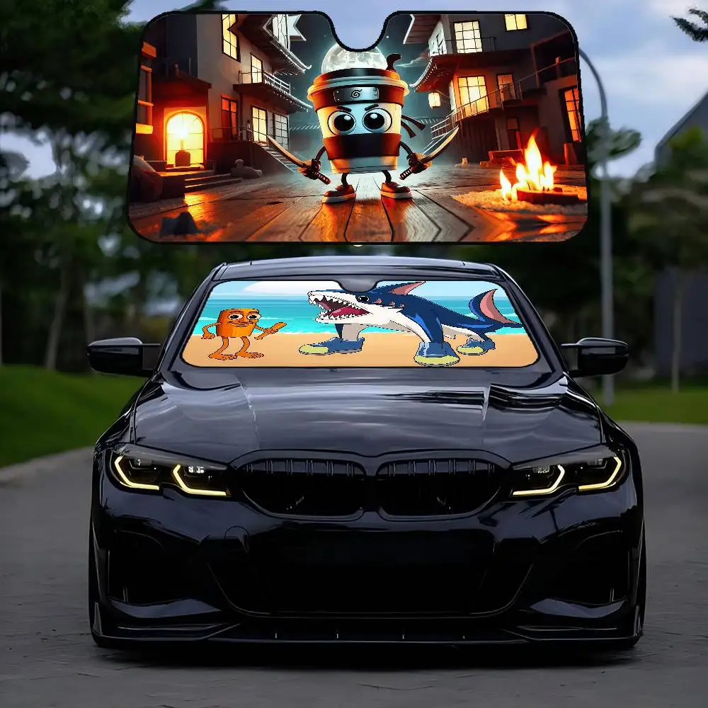 

Italian Brainrot Car SunShade Car Sunshade Window Sunshade Interior Front Baffle Double Ring Sunshade