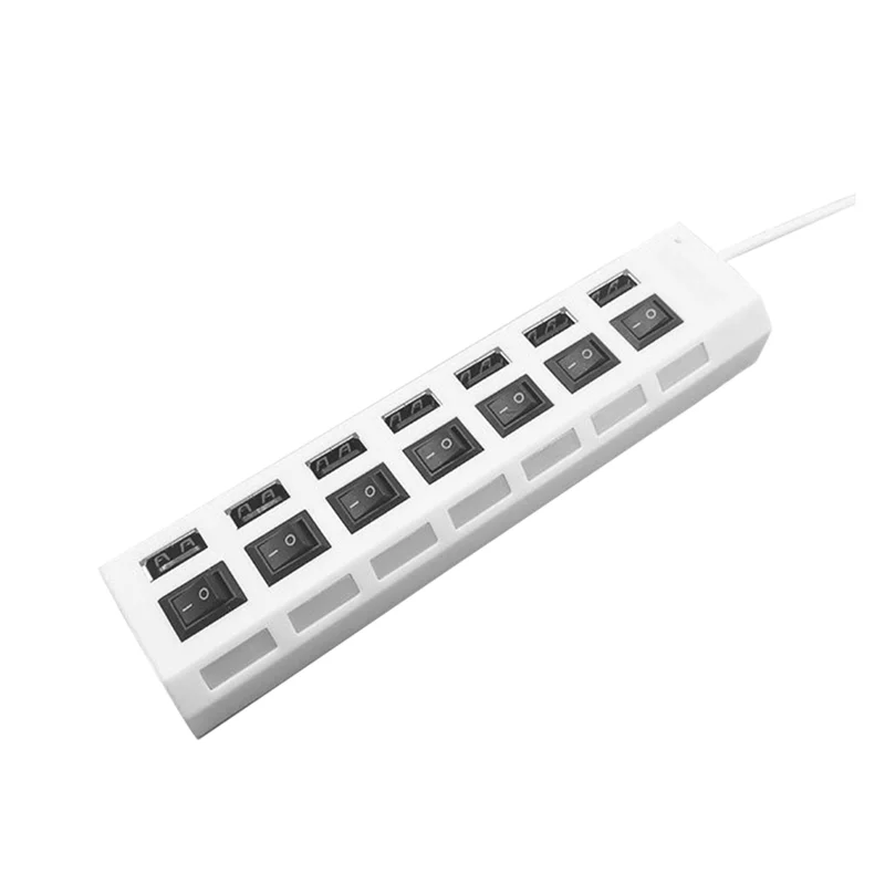 Hub usb 2.0 divisor usb multi hub adaptador usb várias portas adaptador de alimentação com interruptor acessórios para computador portátil, branco