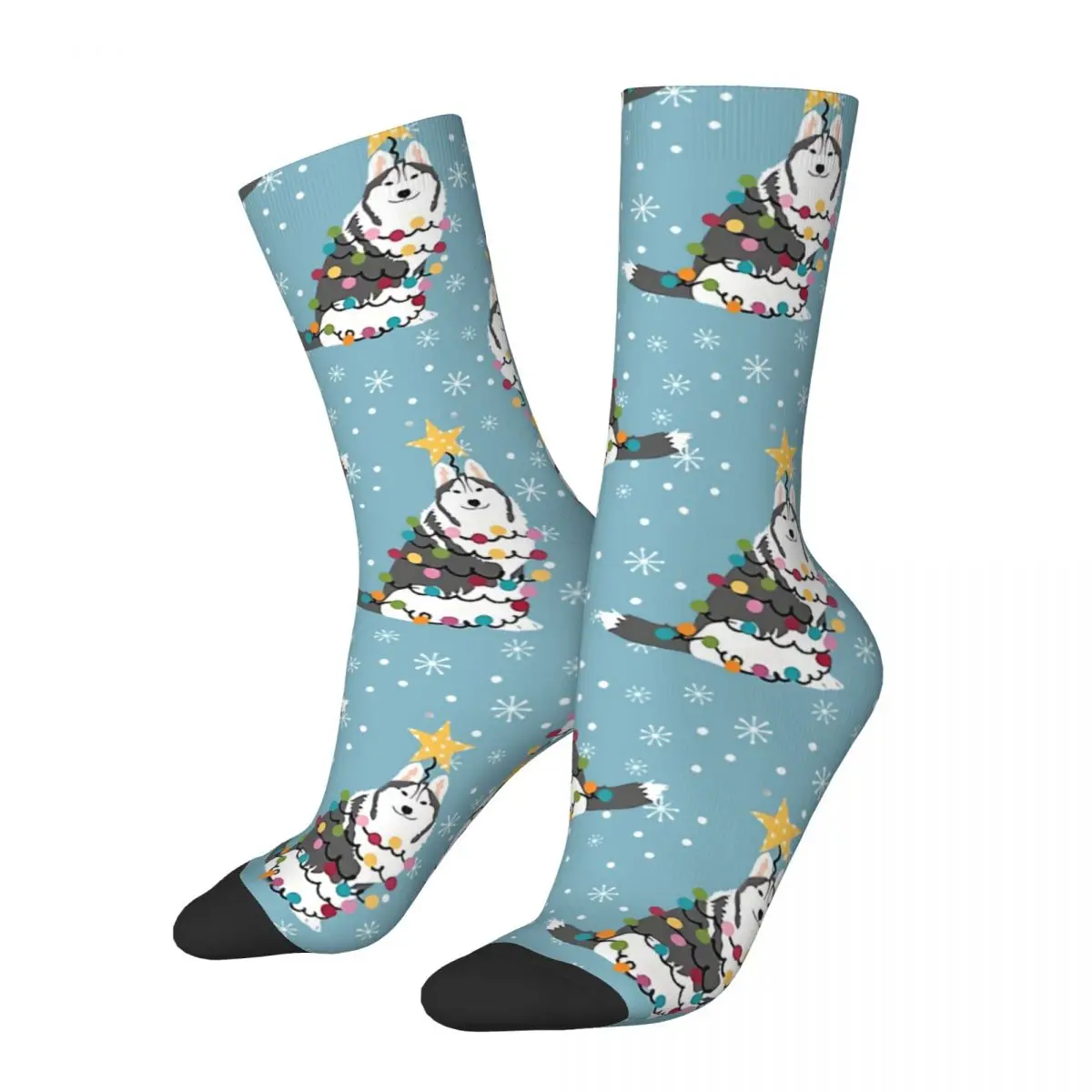 Happy Funny Men's Socks Siberian Husky Christmas Vintage Harajuku Dog Hip Hop Seamless Crew Crazy Sock Gift Pattern Printed