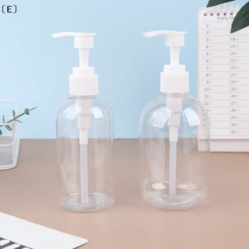 

〔E〕200-500ml Portable Empty Pump Dispenser Bottles Cylinder Shampoo Lotion Durable Refillable Containers For Liquid Soap