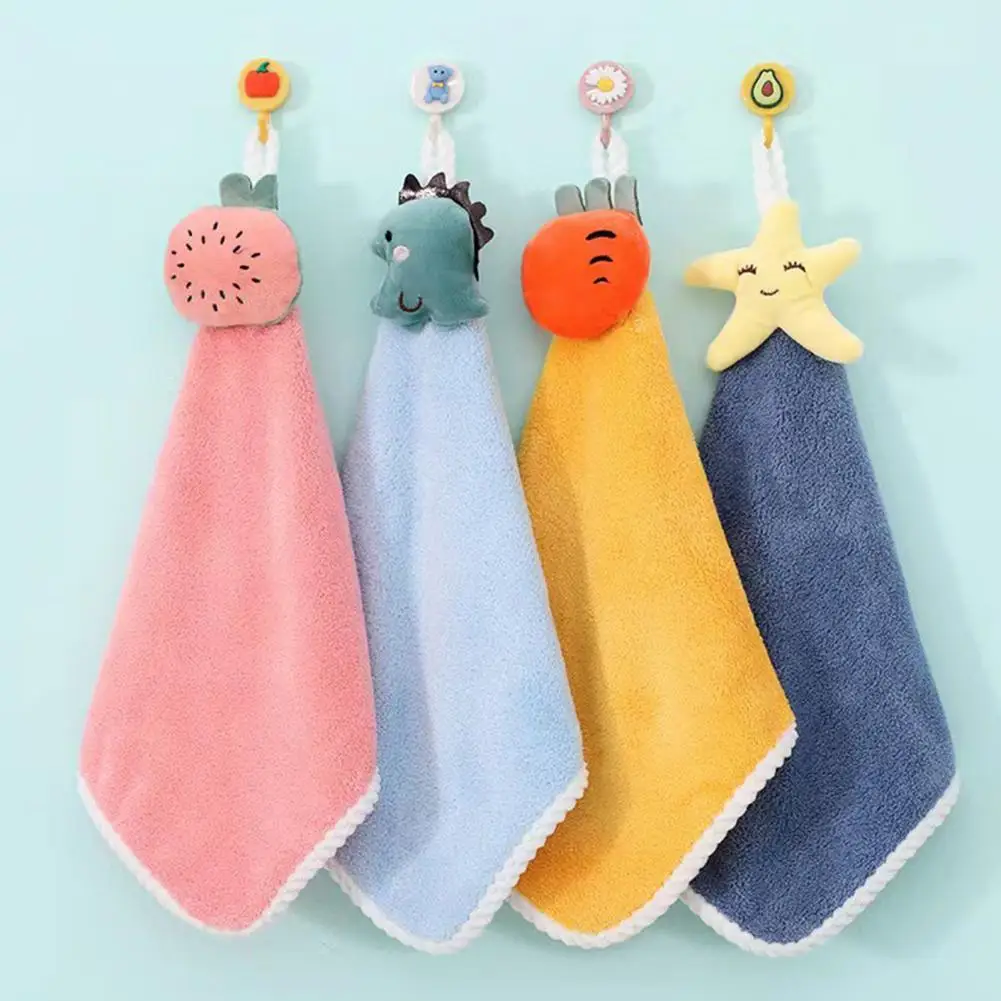2026 Hand Towel with Lanyard Design, Cartoon Fruit Animal Decor Bathroom Hanging Towel, Soft Thickened Fabric Hand Towel 97