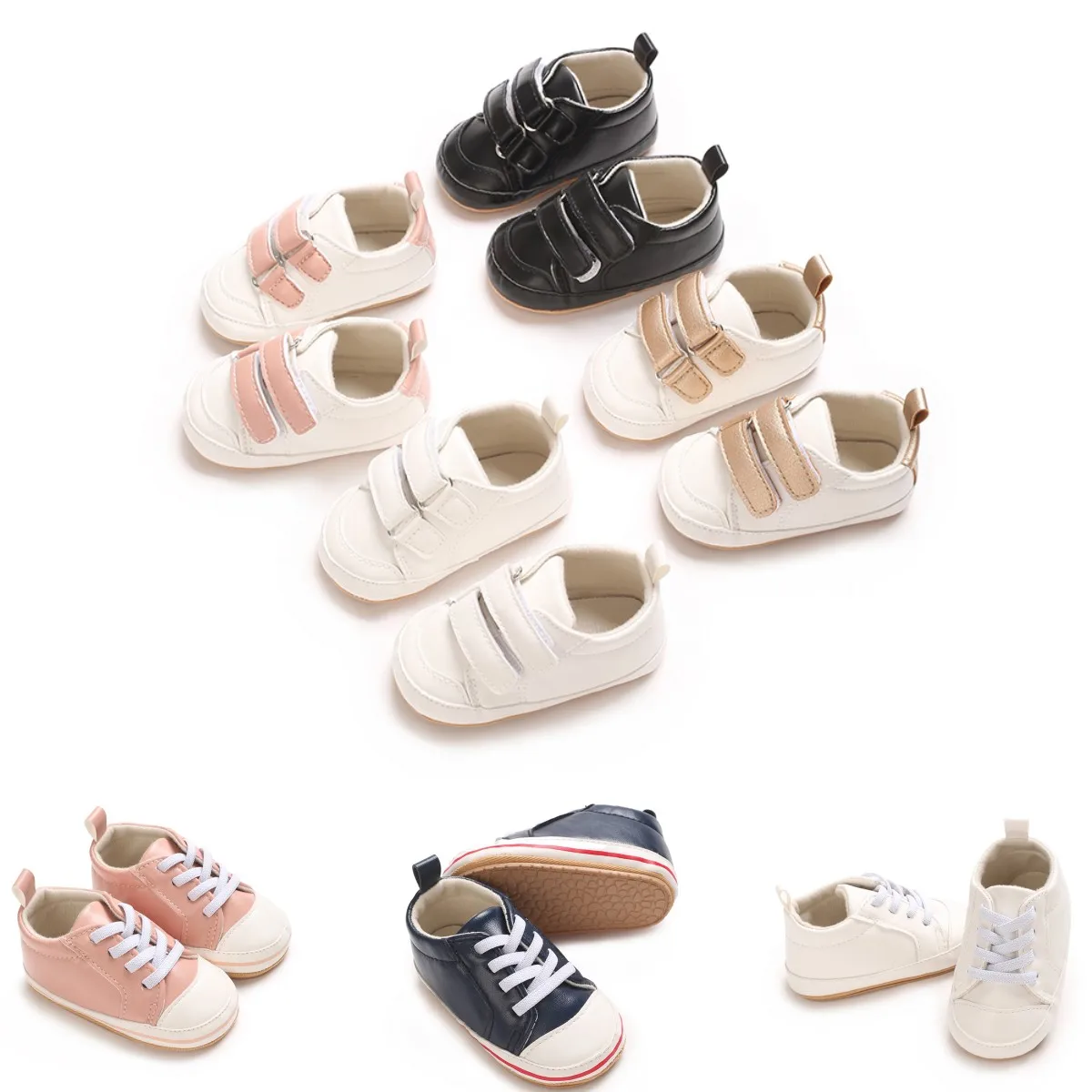 HAIZHIW New Newborn Baby Leather Shoes for 0-18Months Sneakers Infant Soft Rubber Sole Loafers Toddler Trainers Baby Items Gift