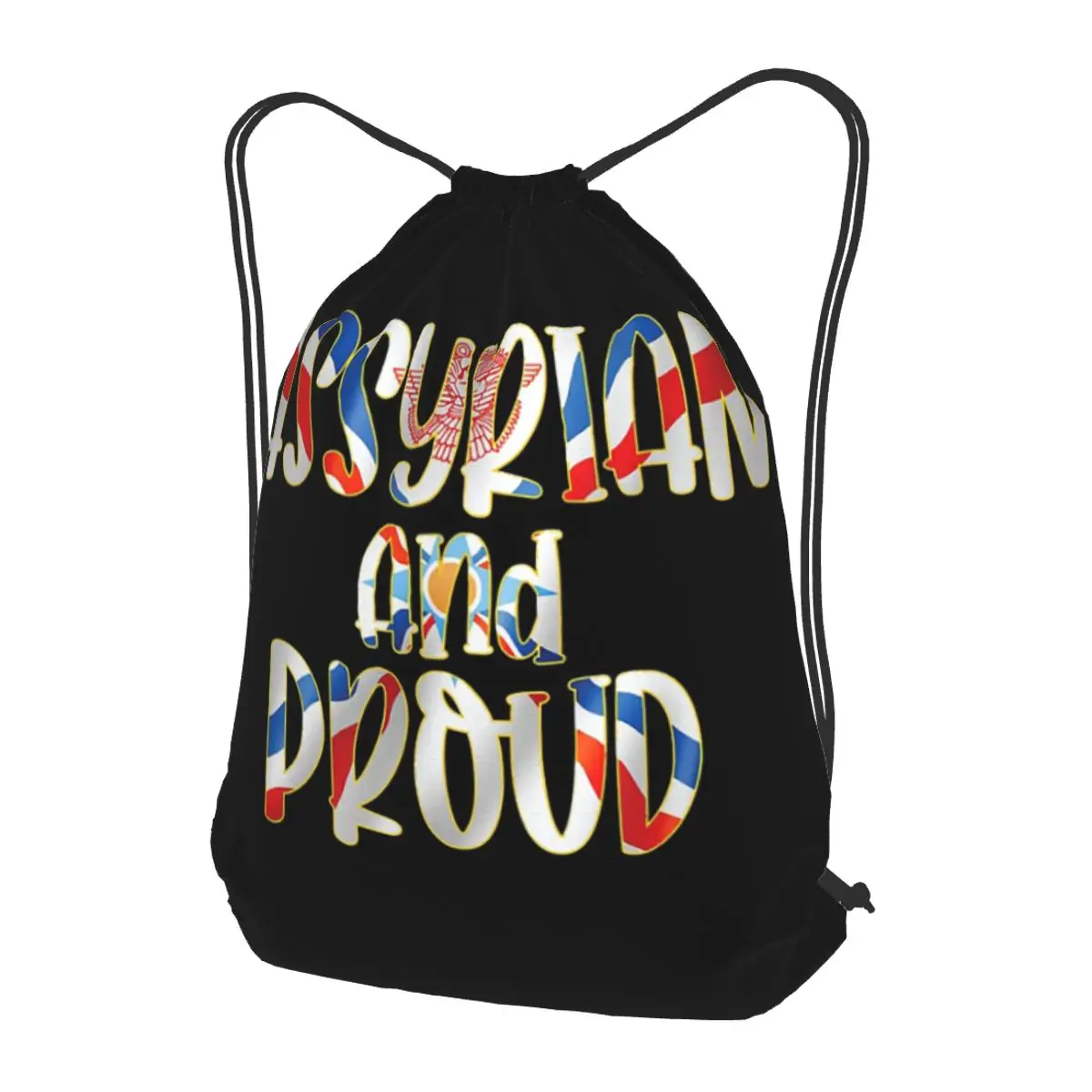 

Luxury Assyrian Suryoyo Flag Backpacks Portable Drawstring Bundle Pocket Sports Bag Book Bags for Travel School