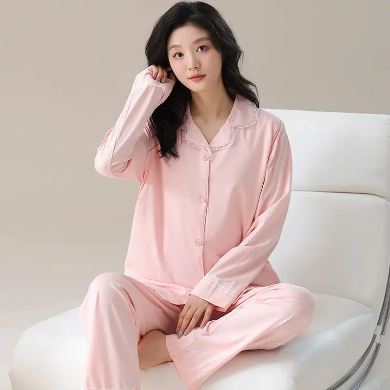 

100% Cotton Sleepwear for Postpartum Pregnant Women Breastfeeding Pajamas Suit Youth Pregnancy Nursing Home Hospital Wear Sets
