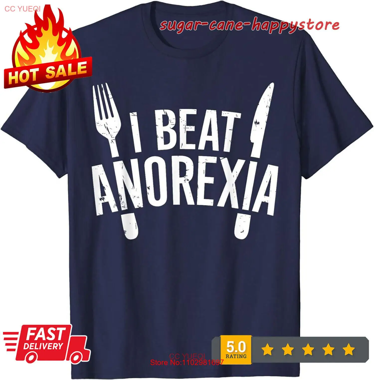 I Beat Anorexia Awareness Funny, Family Therapy Unisex T-Shirt S-3XL