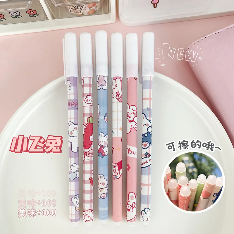 6 Stk/set Kawaii Game Cartoons Neutrale Uitwisbare Pen 0.5Mm Blauw Gel Meerdere Stijlen Wasbare Handvat School Kantoor Kids