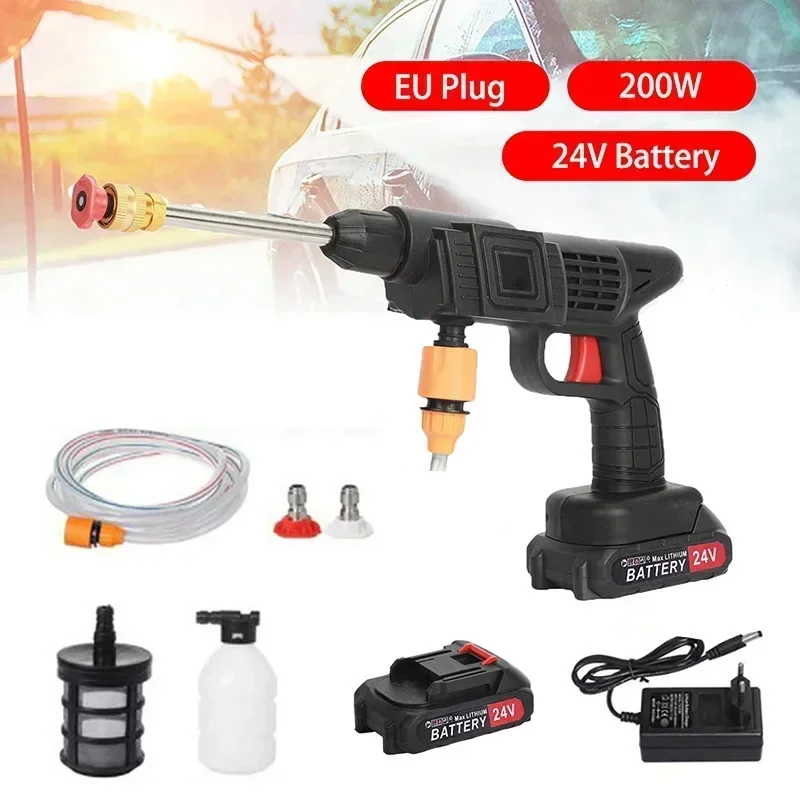 High Pressure Car Wash Washer Gun 24V 5600mAh Battery Foam Generator Water Gun Cleaner 200W 35Bar Car Washing Machine