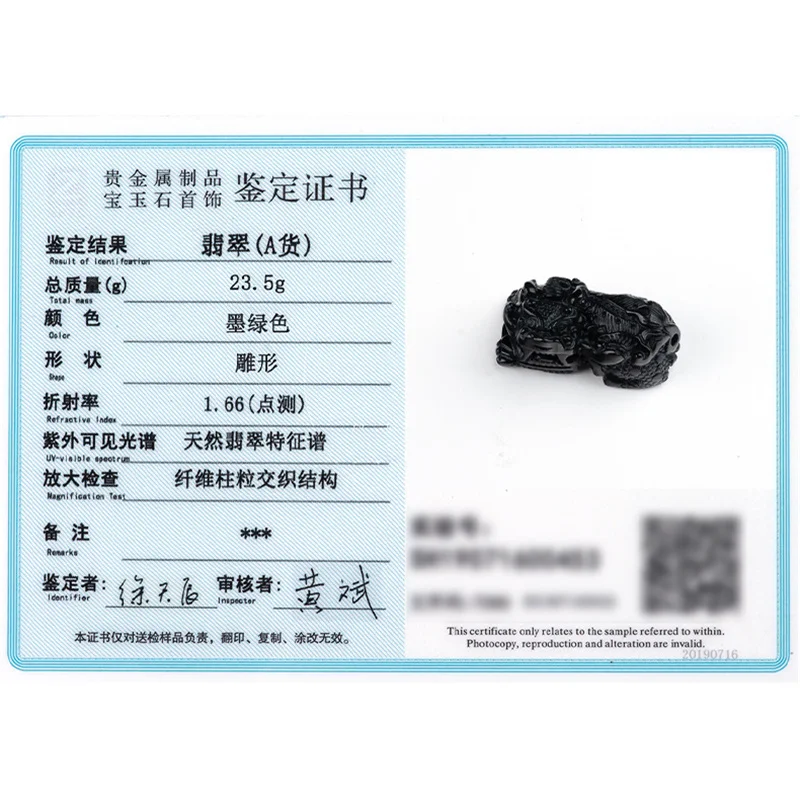 Jiale/ Natural Burmese Ice Species Black Jade Ruyi Pixiu Pendant Fine Jewelry Accessories Necklace for Men  Women Fashion Gift