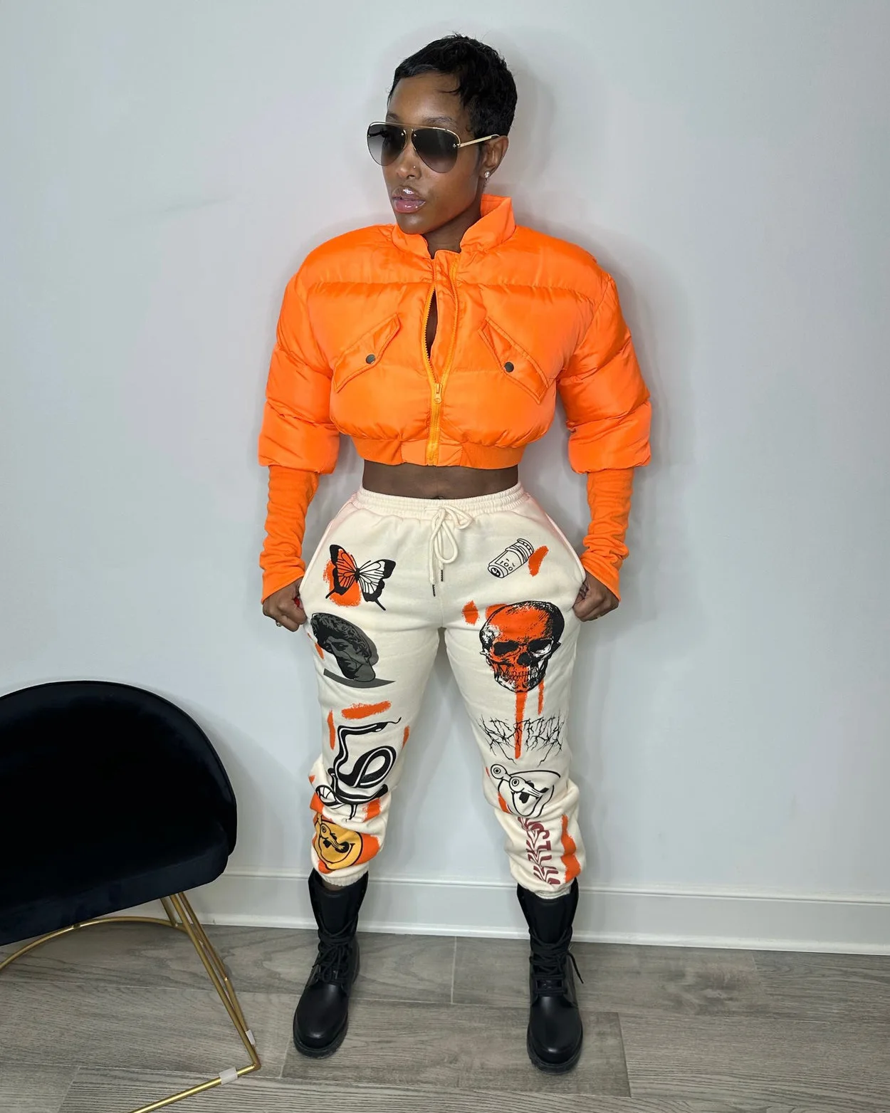 Fashion Lady Autumn Winter New Outdoor Zipper Warm Thick Short Bubble Bomber Coat Women Clothes Stand Neck Crop Puffer Jacket