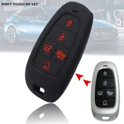 1 PC Car Remote Key Cover Case Fob Shell Holder 5 Button Silicone For Hyundai Sonata Santa FE 2019 2020 2021 Auto Styling Parts