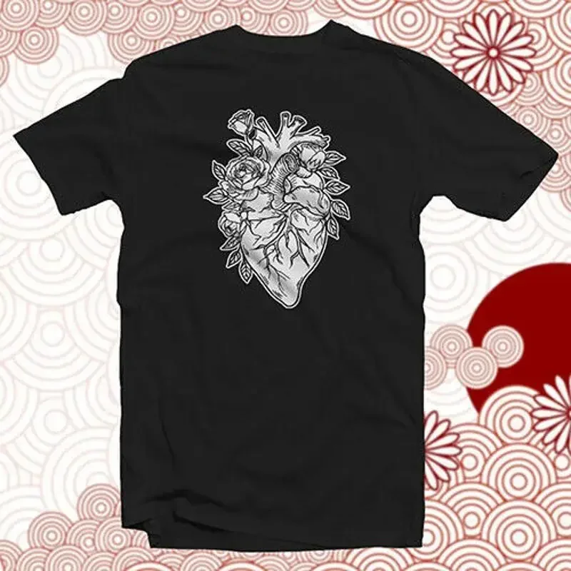 Heart And Roses Cotton T Shirt Cardio Cardiac Anatomically Correct Love Science