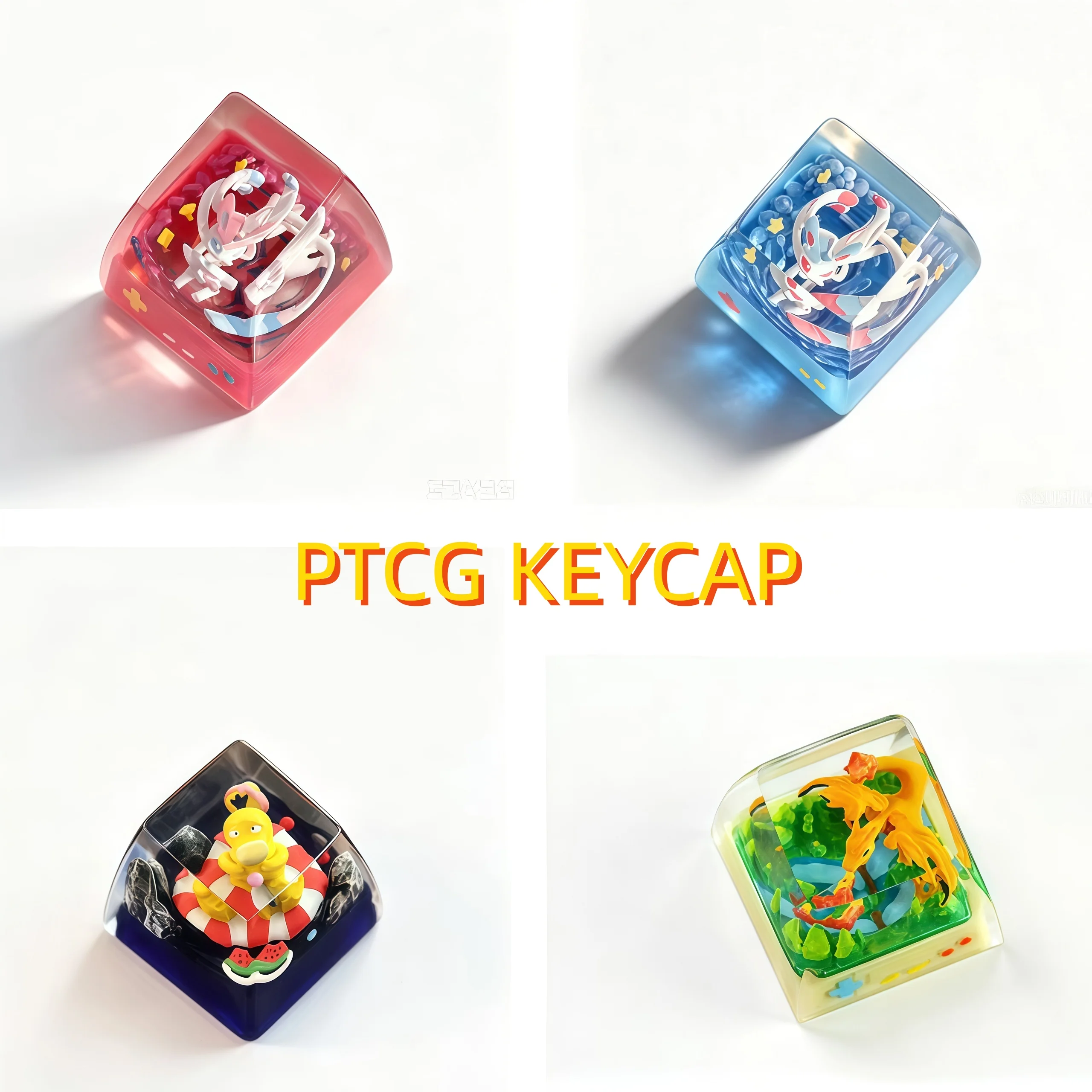 ポケモン-ptcg-樹脂立体透明キーキャップ-メカニカルキーボード-ミュウ-ウィーピンベル-アンブレオン-マッドキップ-ゼニガード-ヴルプシック