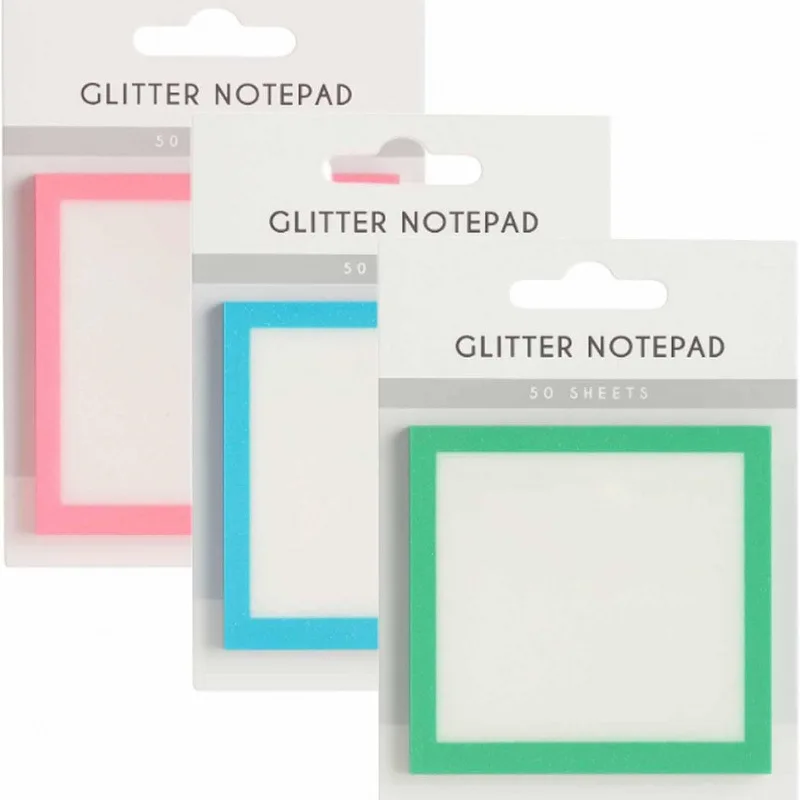Niedliche Haftnotizen, glitzernde Haftnotizen, selbstklebende Notizblöcke, rückstandsfreier Glitzer-Notizblock für Lehrer, Planer