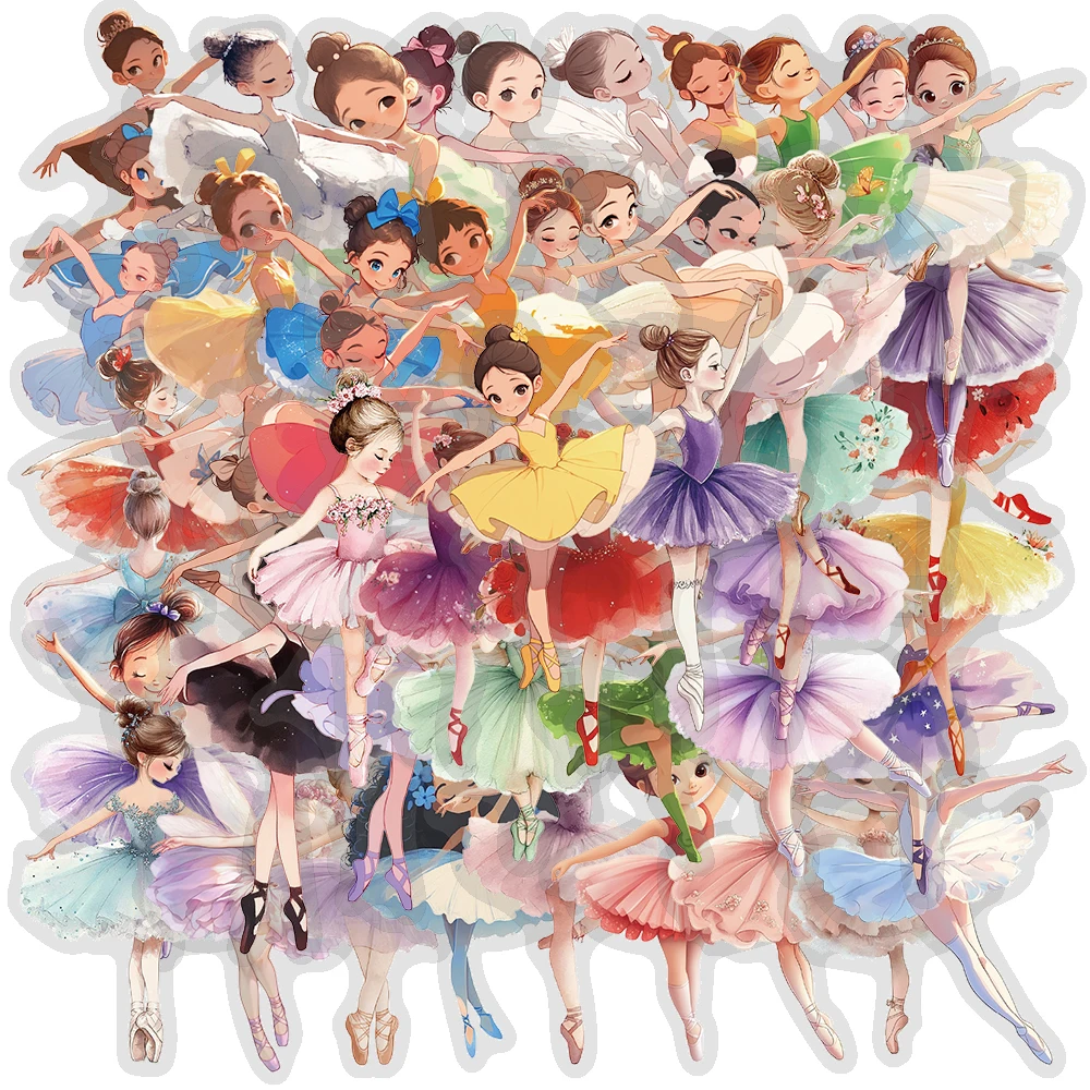 50 Uds. De pegatinas elegantes de bailarina, calcomanías de bailarina de Ballet para adultos, amantes de la danza, diario, caja de música, equipaje para ordenador portátil