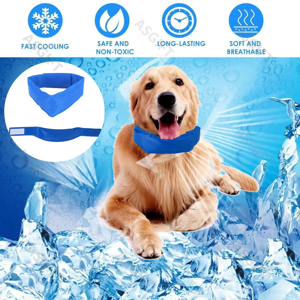 Summer Pet Dog Cooling Collar Scarf Ice Pad Heatstroke Cool Dog Bib Adjustable Neck Wrap Dog Supplies