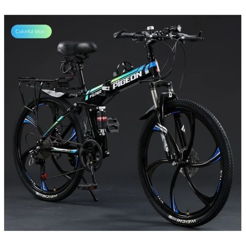 

Cooya New Foldable Mountain Bike Bikes For Men And Women Variable Speed High Carbon Steel Dual Shock Absorber Disc Brake Student