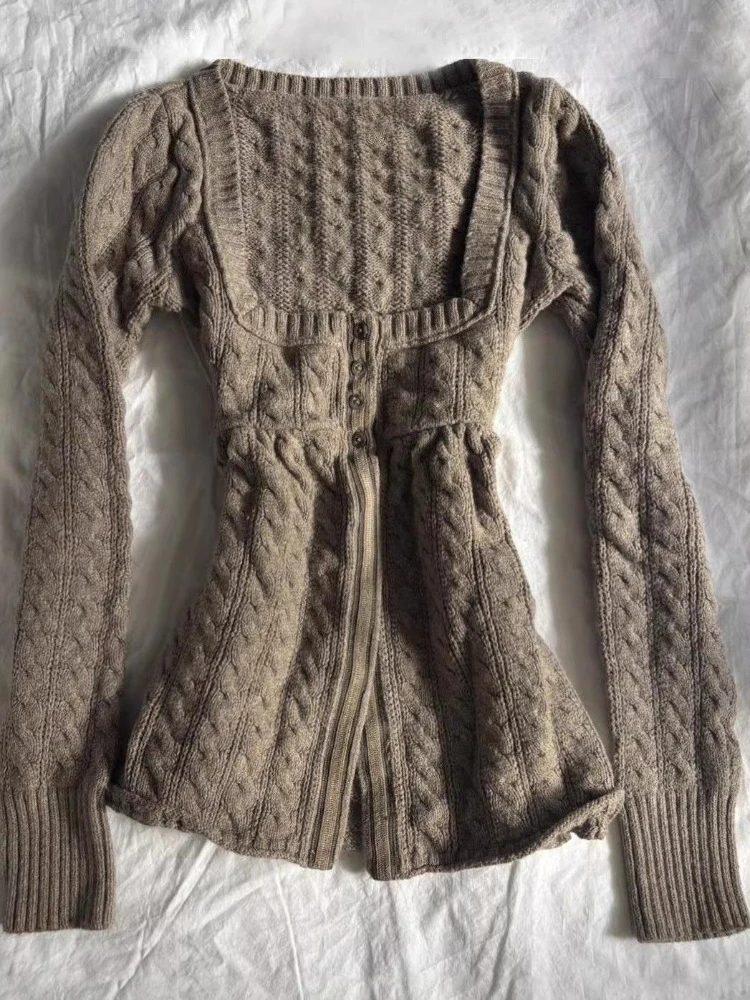 Chic Elegant Gothic Knitted Pullovers Women Korean Subculture Harajuku Street Style Slim Fit Casual Solid Fashion Knit Jumpers