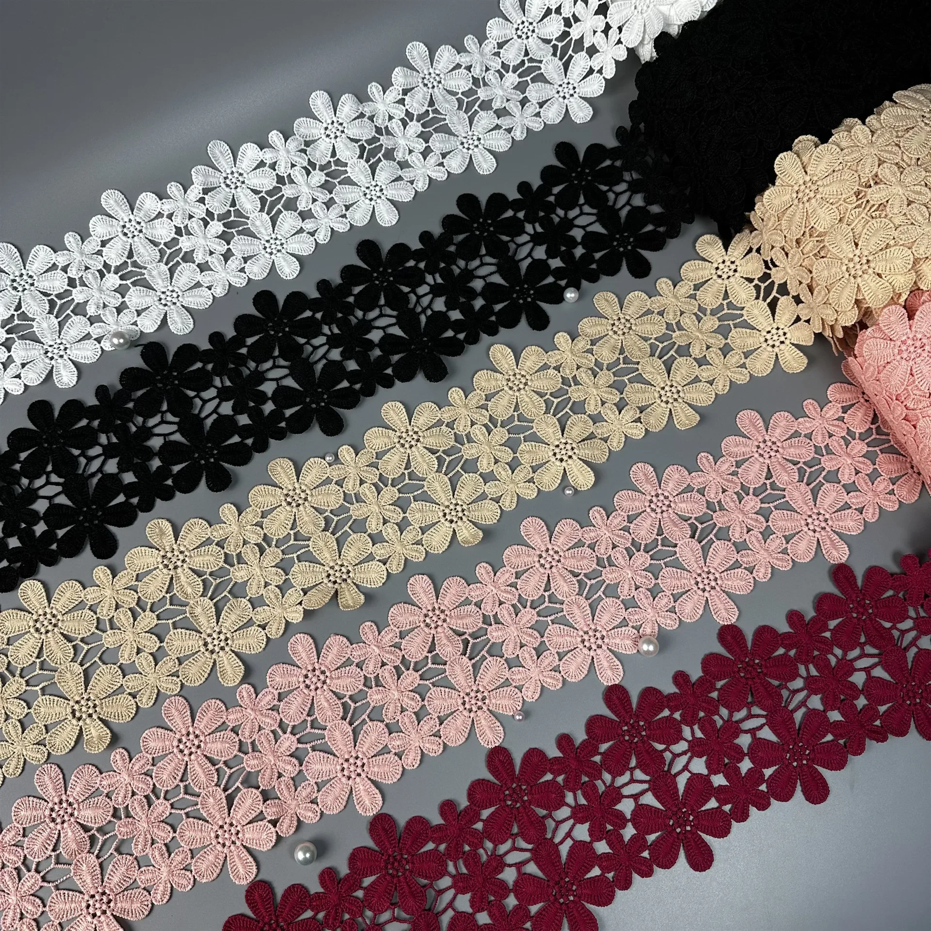 2/5Yards Exquisite Lace Cotton Embroidery Ribbon Lace Trim Skirt Sewing Accessories Clothing Decorative Materials High Quality
