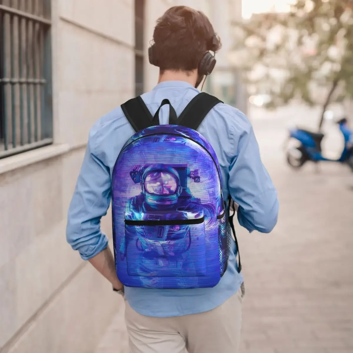 Futuristic Astronaut Glowing Blue Backpack Student BookBag Children School Bag Laptop Shoulder Bags for Men Women