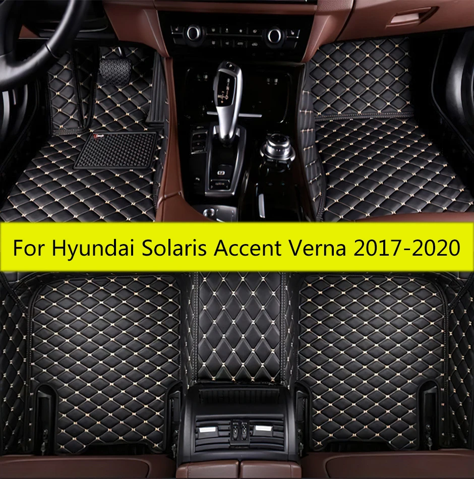 Alfombrillas de cuero personalizadas para Hyundai Solaris Accent Verna 2020, 2019, 2018, 2017, accesorios interiores