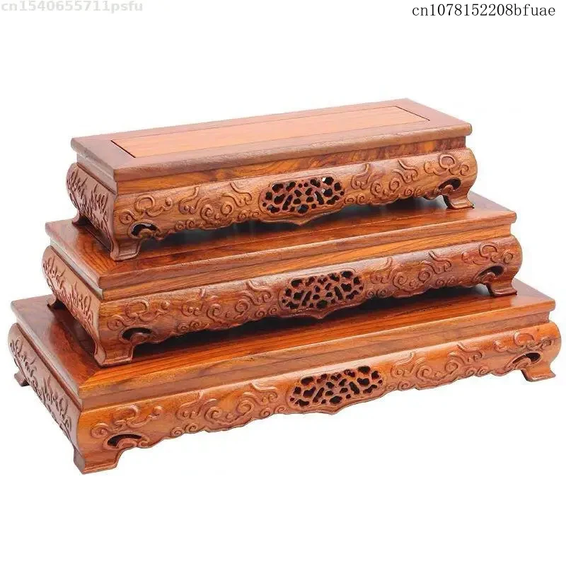 Ebony Wood Base Stand, Home Decor Wooden Pedestal for Bonsai Flower Fish Tank Craft Tea Set Buddha Incense Vase Display
