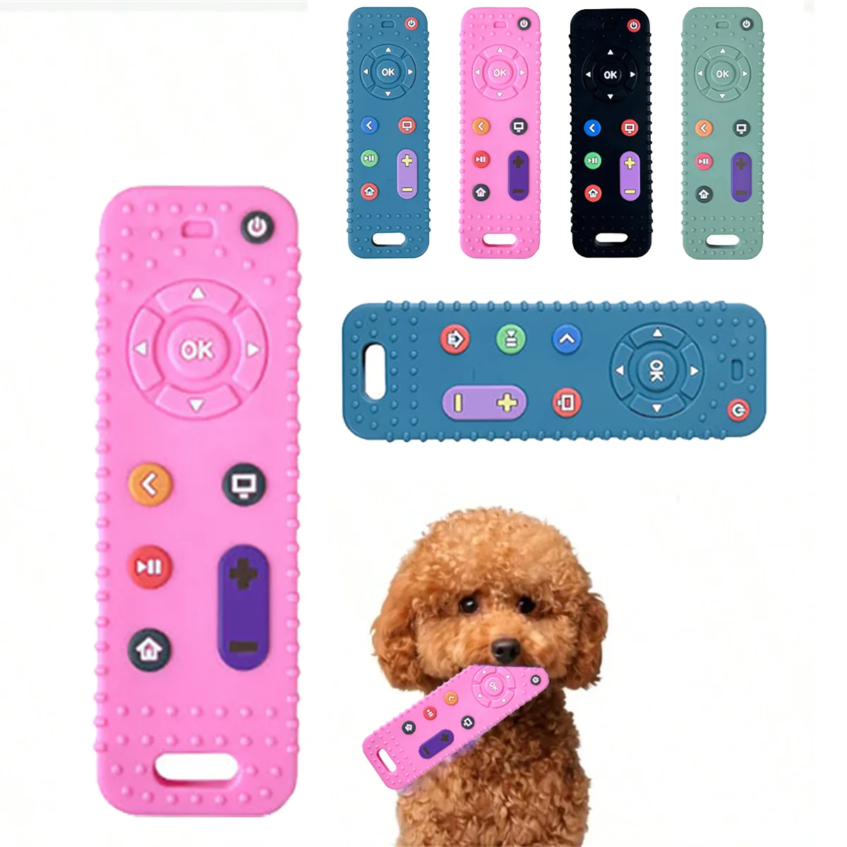 1 Silicone Remote Control Shaped Puppy Chew Toy - Soft and Safe, Beneficial for Dental Health