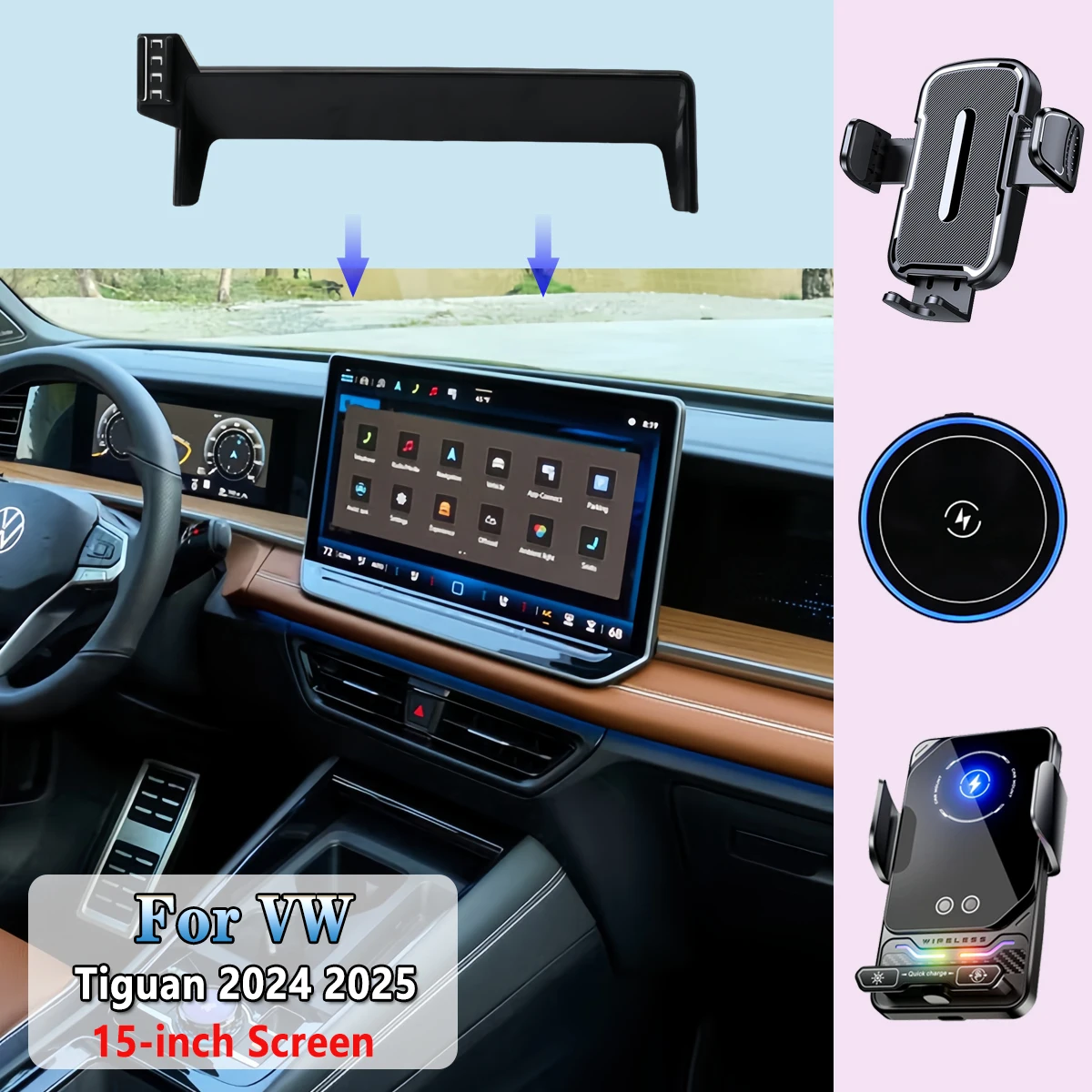 Designed For Volkswagen VW Tiguan 2024 2025 Car Phone Holder Fit 15